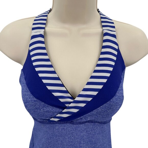 Lululemon Womens Blue Racerback Striped Halter Tank Top Athletic Yoga Size XS - Picture 4 of 7